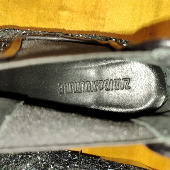 Zadig & Voltaire boots size 38eu/7.5 us Rn116202 blue silver and black glitter - Picture 11 of 11